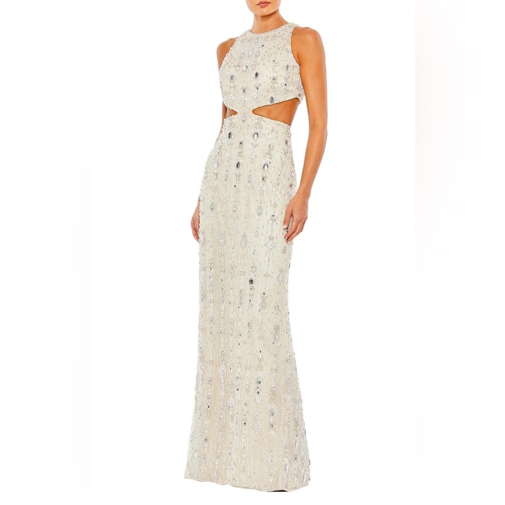 ⌛️ Captivating Mac Duggal Waist Cutout Back Slit Dress 👗#5740